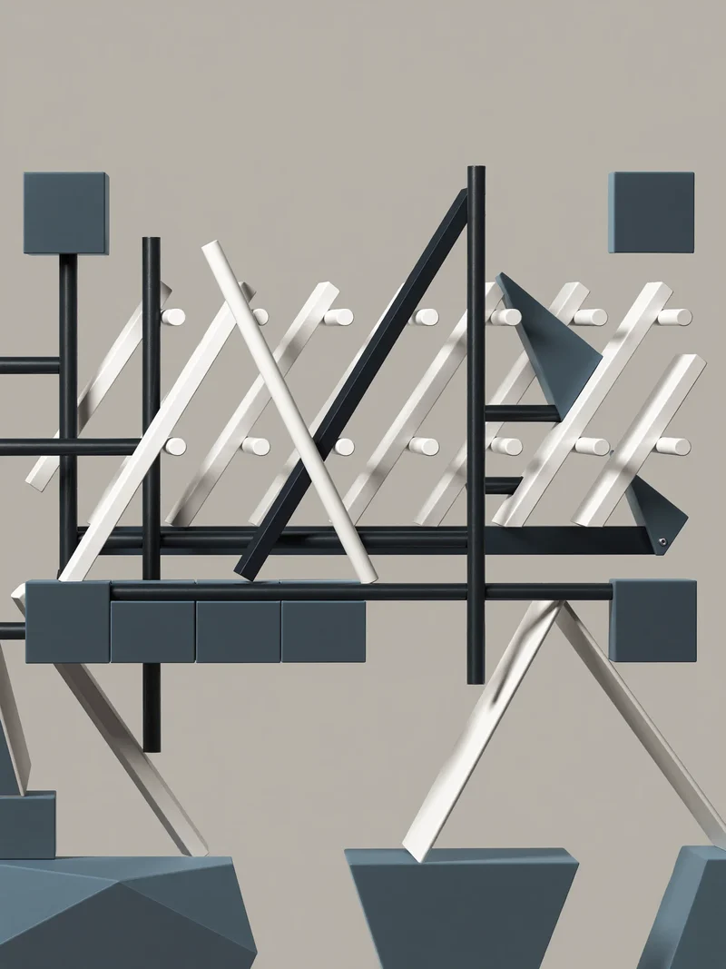 Ilustracja poglądowa: modułowy zestaw geometrycznych klocków